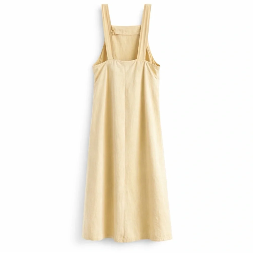 DAVID DART COLLECTION Linen Midi Dress Women’s Small Beige Minimalist Coastal - Picture 6 of 6